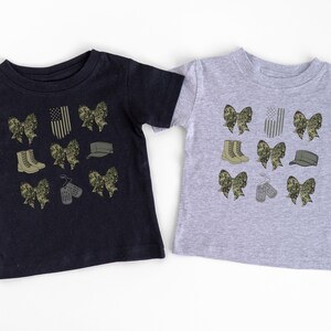 Military Kid, Military Toddler Shirt, Veteran's Day, Military Appreciation, Gift for Her, Deployment, Boot Camp, Bow, Military Mom, Baby T image 7