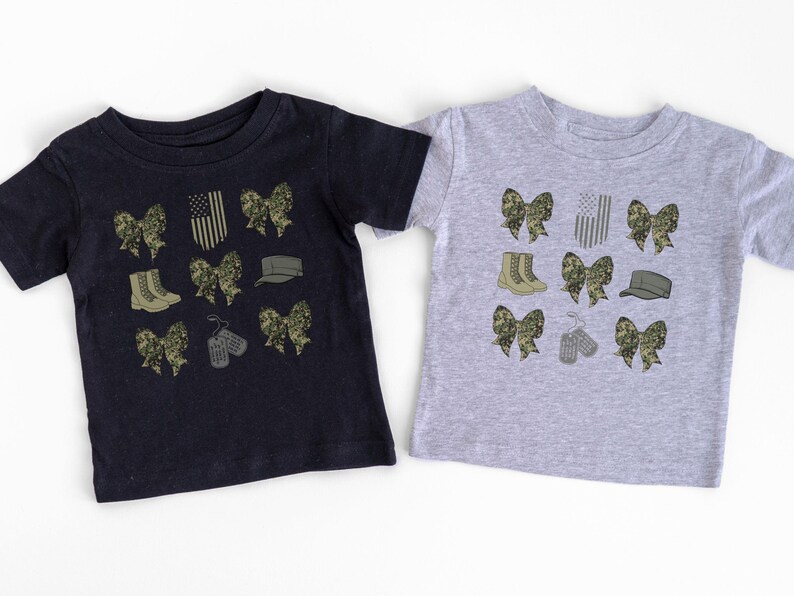 Military Kid, Military Toddler Shirt, Veteran's Day, Military Appreciation, Gift for Her, Deployment, Boot Camp, Bow, Military Mom, Baby T image 7
