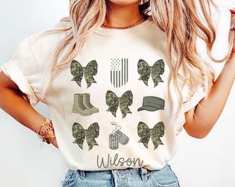Camisa militar personalizada Comfort Colors, Despliegue, Graduación militar, Orgullo, EE. UU., Bandera, Soldado, Campo de entrenamiento, Patriótico, Extranjero