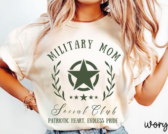 Comfort Colors Military Mom Shirt, Veteran, Military Appreciation, Soldier, Deployment, Boot Camp Graduation, Flag, Gift for Mom, Patriotic