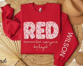 Sudadera personalizada Red Friday, camiseta Remember Everyone Deployed, camiseta Red Friday, camiseta con bandera estadounidense, veterano, soldado, despliegue, militar