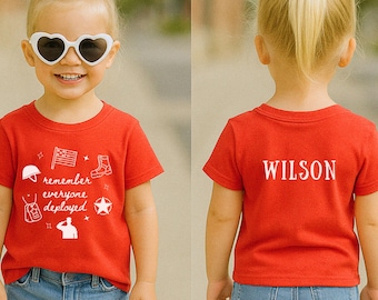 Camiseta personalizada "Recuerdo a todos los desplegados" de Red Friday, para niños militares, camiseta "Red Friday", bandera estadounidense, camiseta de veterano de EE. UU., camiseta "Red Friday", desplegado