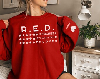 Red Friday Remember Everyone Deployed Custom Sweatshirt, Red Friday Sweater, American Flag US Veteran Sweatshirt, Red Friday Shirt, Hoodie