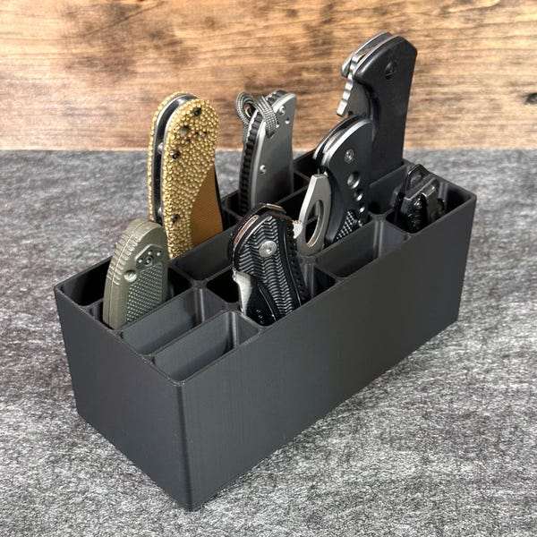 Pocket Knife Storage Organizer for Knives, DOUBLE Size Knife Holder, Men's Gift EDC Organizer