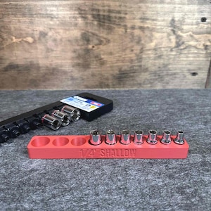 1/4&quot; Socket Set Holder, Organizer for 10 1/4&quot; Drive Sockets Metric or Standard, Designed for the Harbor Freight Quinn 10 Piece 1/4&quot;