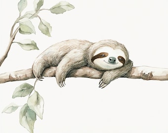 Sloth Watercolour DIGITAL DOWNLOAD