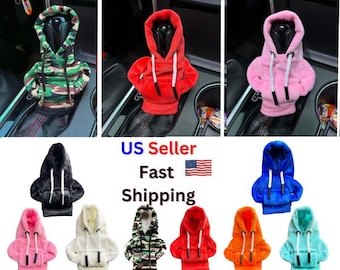 Car Gear Shift Hoodie Cover | Fluffy Car Interior Decor Gear Stick Knob Cover, Viral Car Accessories Gift Mini Hoodies Funny Sweatshirt