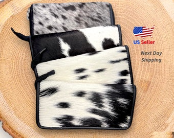 Cowhide Clutch Wallet Western Style Handbag | Genuine Hair On Leather Purse with Zipper & Fur Accent - Perfect Gift for Her