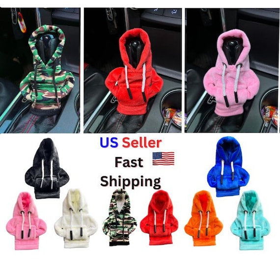 Car Gear Shift Hoodie Cover | Fluffy Car Interior Decor Gear Stick Knob Cover, Viral Auto Accessories Gift Mini Hoodies Funny Sweatshirt