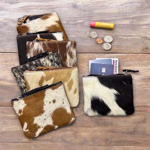 Monedero de piel de vaca / Monedero pequeño con pelo auténtico / Monedero de piel de vaca con estampado de vaca / Tarjetero / Regalo de vaquero