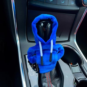 Dark Blue Car Gear Hoodie Cover | Fluffy Velvet Fabric Car Gear Stick Shifter Knob Case