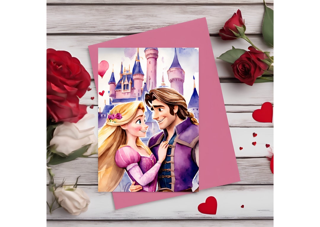 Tangled Valentines Rapunzel &amp; Flynn Rider Print Vertical/portrait ...