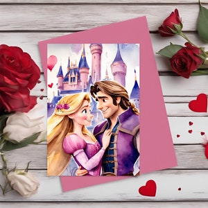 Tangled Valentines Rapunzel &amp; Flynn Rider Print Vertical/portrait ...