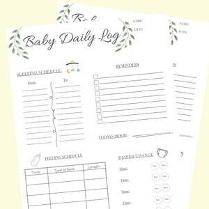 Infant Daily Log Printable, Baby Daily Log Template, Baby Care Tracker ...