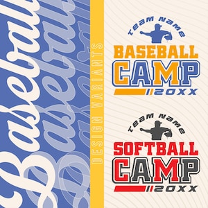 Plantilla de campamento de béisbol SVG, DTF personalizado, SVG de mamá de béisbol, transferencias DTF, SVG de campamento de sóftbol, descarga instantánea, logotipo de béisbol, camisetas de campamento
