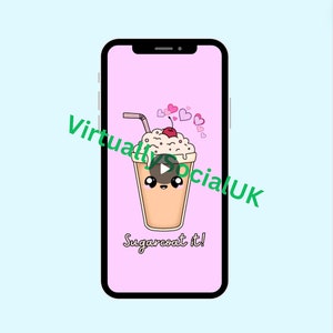 Sfondo 3D Kawaii Candy, sfondo digitale carino per iPhone e Android, download digitale, icone del telefono, widget chat, sfondo animato