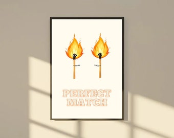 Perfect match | wall art | digital prints | soulmates | cartoon | graphic design | home decor