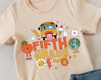 Retro Fifth Grade PNG, School T-Shirt Design (Digital Download)