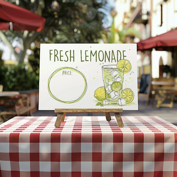 Lemonade Template Lemonade Stand Menu Printable, Kids Lemonade Pricing Sign Digital Download Print Price sign