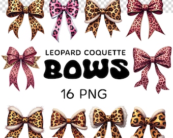 Leopard Coquette Bow PNG Clipart, 16 Print Files (Digital Download)