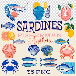 Pescatore Estetico Sardine PNG Clipart Sardine png Sardine Stampa Sardine clipart Retro png Sardine PNG Bundle Nucleo del pescatore Estate