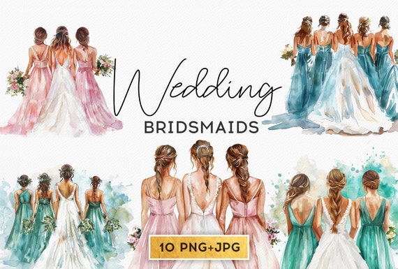 watercolor bridesmaid dress Bridesmaid Dresses clipart (Lighter colors) – PrintableHenry main image 1