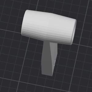 May include: A white plastic T-shaped handle with a rounded top. The handle is designed for use with a tool or device.