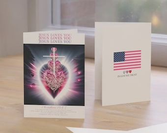JESUS CHRISTUS KREUZ Grußkarten Herz Grußkarten Kreuz Notizkarten Korinther 13: 4-7 Christliche Karten Dankeskarten Geschenk für Sie