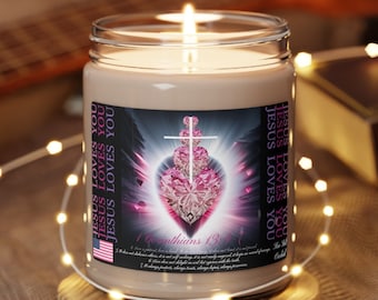JESUS CHRIST KREUZ Herz Kerze 1 Korinther 13: 4-7 Christliche Kerze Glauben Kerze Liebe Kerze Bibel Kerze Beten Kerze Anbetung Geschenk für Sie