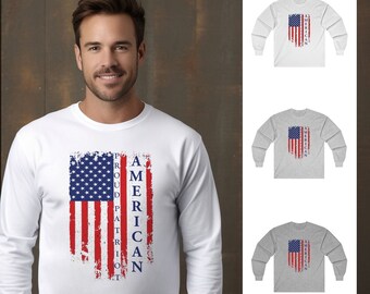 STOLZE PATRIOT AMERICAN Shirt Amerikanische Flagge Langarm Geschenk für Ihn Freiheit Top Amerika Ärmel Shirt Geschenk für Sie Tshirt 1776 Tshirt USA Top