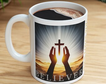 JESUS CHRIST KREUZ Becher Gläubige Becher Christus Kaffeetasse Christliche Becher Glaube Becher Geschenk für ihre Tasse Jesus liebt Becher Geschenk für ihn Anbetung Becher Beten