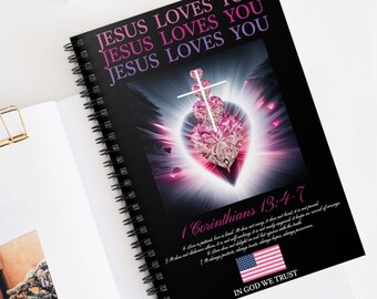 Notizbuch Herz Notizbuch Korinther 13: 4-7 Notizbuch Christliches Buch Geschenk für sie Gebetbuch Persönliches Journal Intention