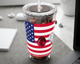 AMERICAN FLAG TUMBLER Strohbecher USA-Getränkebecher Patriotischer Kaltgetränkebecher und Strohhalm machen Amerika großartig