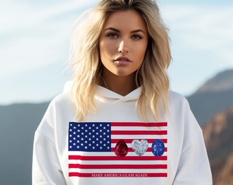 AMERICAN FLAG SWEATSHIRT Patriotic Hooded Shirt America First Pullover Maga Top Trump2024 Hoodie Usa Drawstring Hood Trump Supporter Gift
