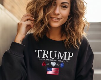 TRUMP MAGA SWEATSHIRT Frauen Amerikanische Flagge Shirt Amerika Erste Lange Ärmel Machen Amerika wieder großartig Crewneck Trump2024 Pullover Maga Top Djt