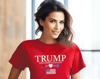 TRUMP MAGA TSHIRT Womens amerikanische Flagge USA Top machen Amerika groß wieder T-Shirt Amerika Erstes Hemd Maga T-Shirt Trump2024 Wahl Kurzarm