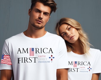 AMERIKA ERSTE FLAGGE machen Amerika groß wieder Tshirt Flagge Tshirt Geschenk für ihn T-Shirt Geschenk für sie Trump 2024 Tshirt USA Tshirt Cross Shirt