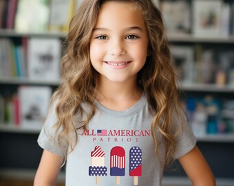 KIDS ALL AMERICAN Flagge Tshirt Geschenk für sie amerikanische Flagge TShirt Geschenk für Mädchen USA Kurzarm Vaterrot 4