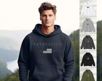 PATRIOTIC AMERICAN FLAG Hoodie Freiheit Sweatshirt Geschenk für Ihn Crewneck 1776 Pullover USA Langarm Trump2024 Sweatshirt Geschenk für ihr Shirt