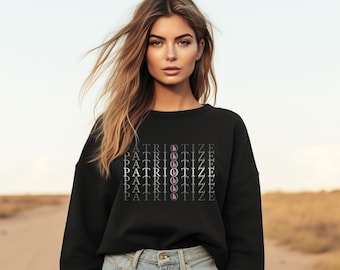 PATRIOTIC AMERICAN FLAG Sweatshirt Freiheit Pullover Amerika Erstes Crewneck Damen Pullover Geschenk für sie Langarm Trump2024 Maga Long Shirt