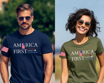 AMERIKA ERSTE FLAGGE machen Amerika groß wieder Tshirt Flagge Tshirt Geschenk für ihn T-shirt Geschenk für sie Trump 2024 Tshirt USA Tshirt GemsShirt