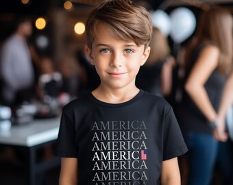 KIDS AMERICA SHIRT Patriotisches Tshirt Geschenk für ihn amerikanische Flagge Shirt Geschenk für ihre Mama Me Shirt Daddy Me Kurzarm Unisex Kind Tshirt