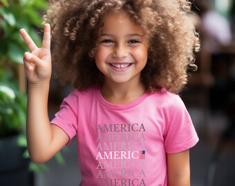 KIDS AMERICA SHIRT Patriotisches Tshirt Geschenk für ihn amerikanische Flagge Shirt Geschenk für ihre Mama Me Shirt Daddy Me Kurzarm Unisex Kind Tshirt