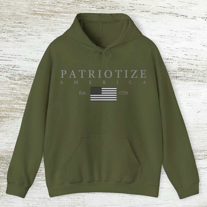 1776 Flag Hoodie Dark Heather Gray