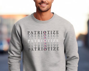 PATRIOTIC AMERICAN FLAG Logo Sweatshirt Freiheit Pullover Amerika Erstes Rundhalsausschnitt Geschenk für ihn lange Ärmel Geschenk für sie Trump 2024 Maga Shirt