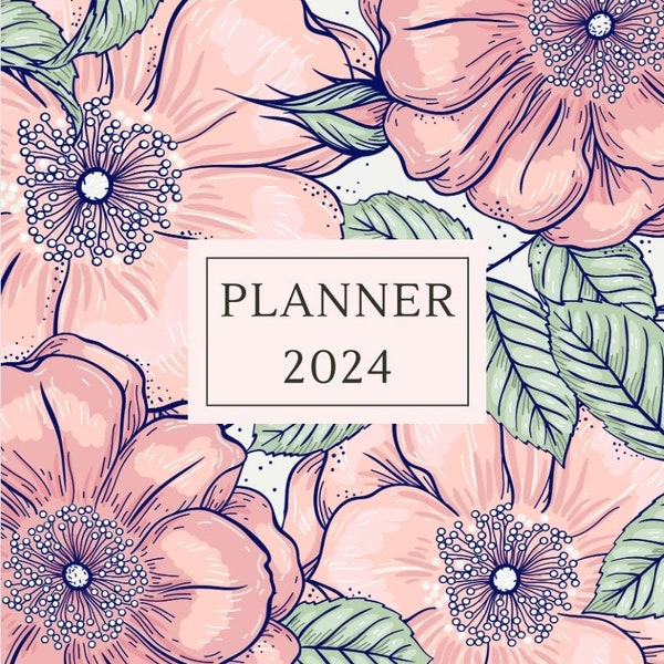 2024 Planer, Blumen Design Planer, Frauen Planer, 2024 Kalender, Planer, Organizer