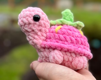 Crochet Strawberry Turtle Plush Stuffed Amigurumi Toy