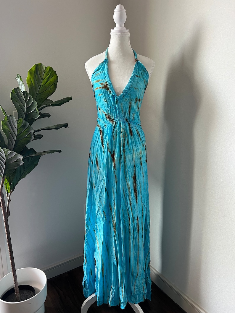 Tie Dye Satin Backless Dress