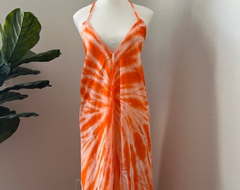 Tie Dye Maxi Dress: Boho Backless Sundress