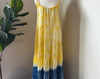 Tie Dye Maxi Dress: Boho Sundress, Adjustable Strap, Vacation Dress